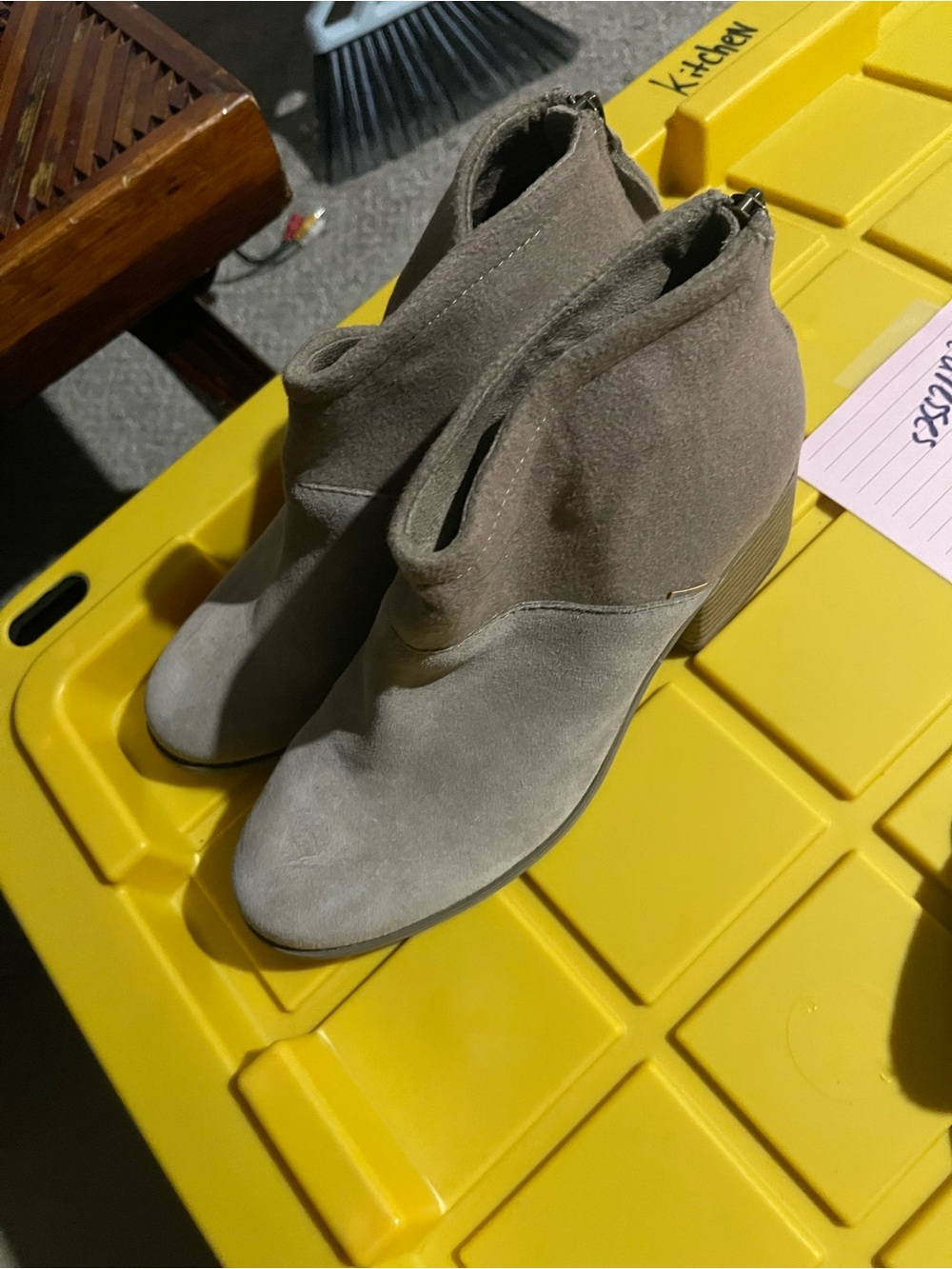 Toms Taupe Suede Ankle Booties